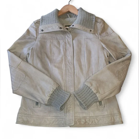 Women's Eddie Bauer Lamb Leather Jacket Medium Light Grey - Picture 11 of 15